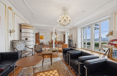 Villa storica in vendita Biel/Bienne, Alpenstrasse 95, Berna, Eindrückliches Wohnzimmer mit Weitsicht und grosser Terrasse